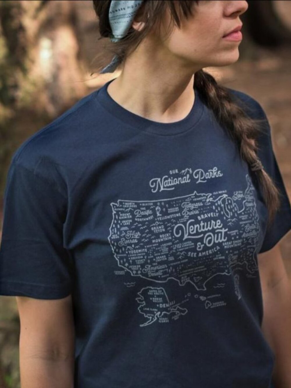 New The Landmark Project national parks map graphic printed 100% cotton t-shirt